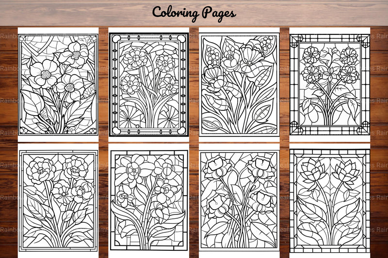 180 Stained Glass Flower Coloring Book - CraftNest - Digital Crafting and Art