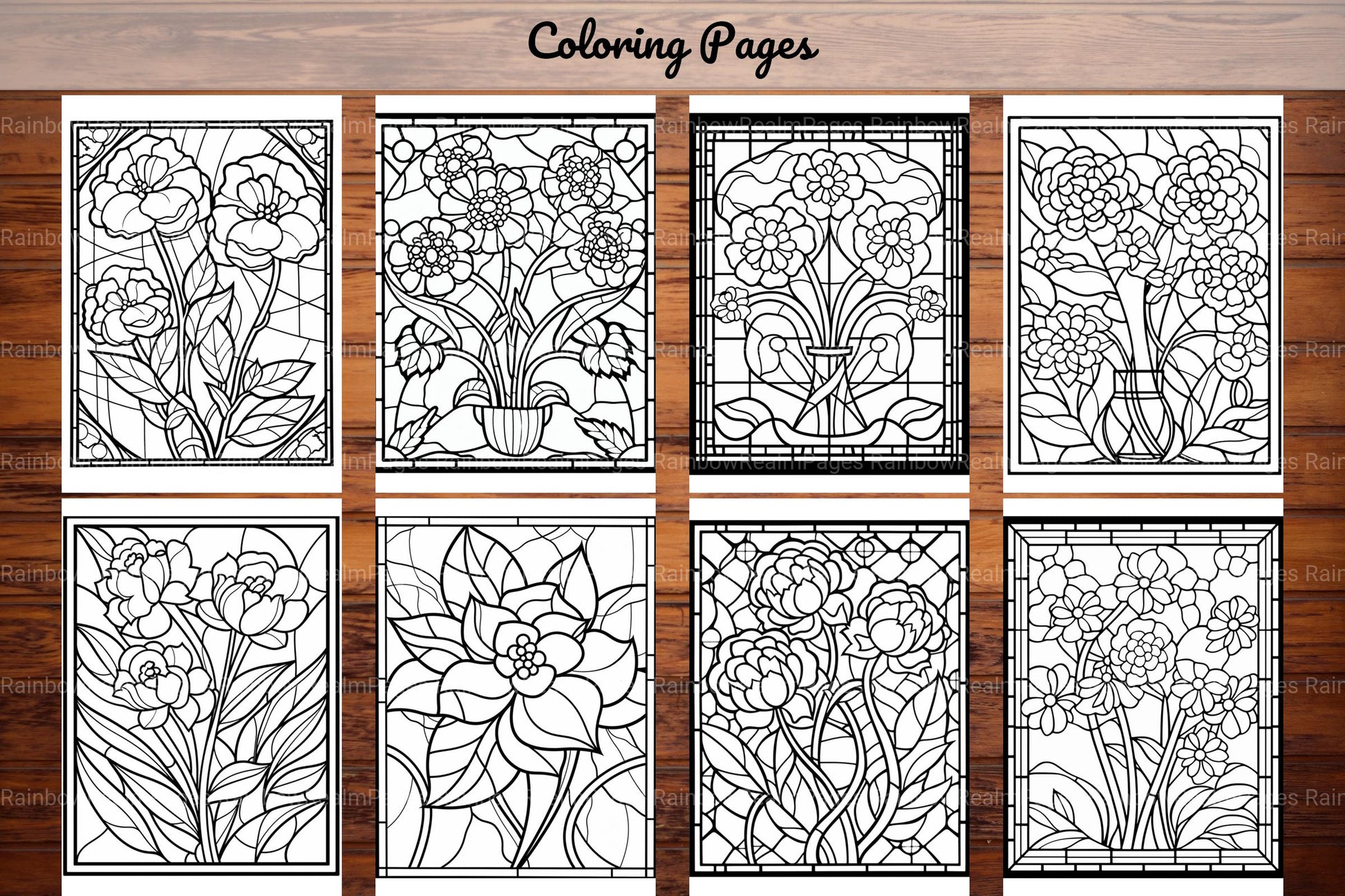 180 Stained Glass Flower Coloring Book - CraftNest - Digital Crafting and Art
