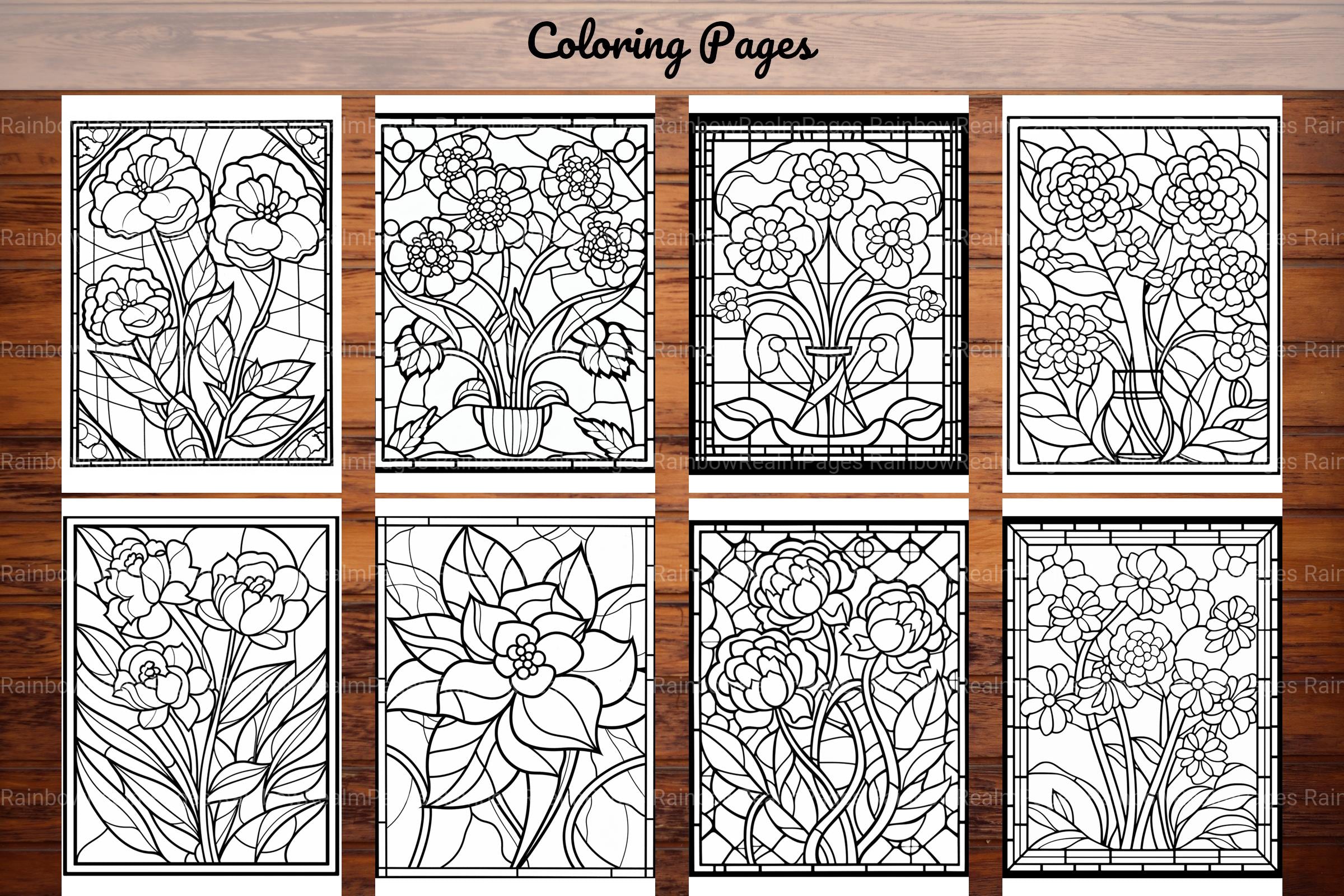 180 Stained Glass Flower Coloring Book - CraftNest - Digital Crafting and Art