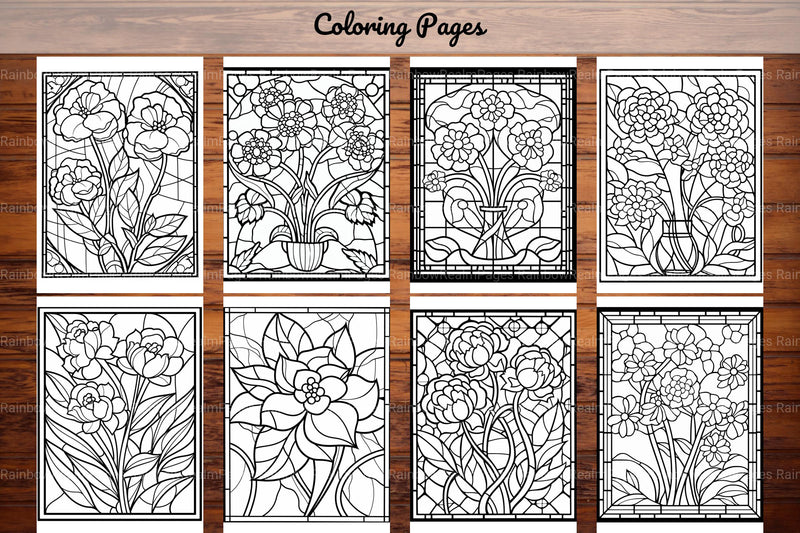 180 Stained Glass Flower Coloring Book - CraftNest - Digital Crafting and Art