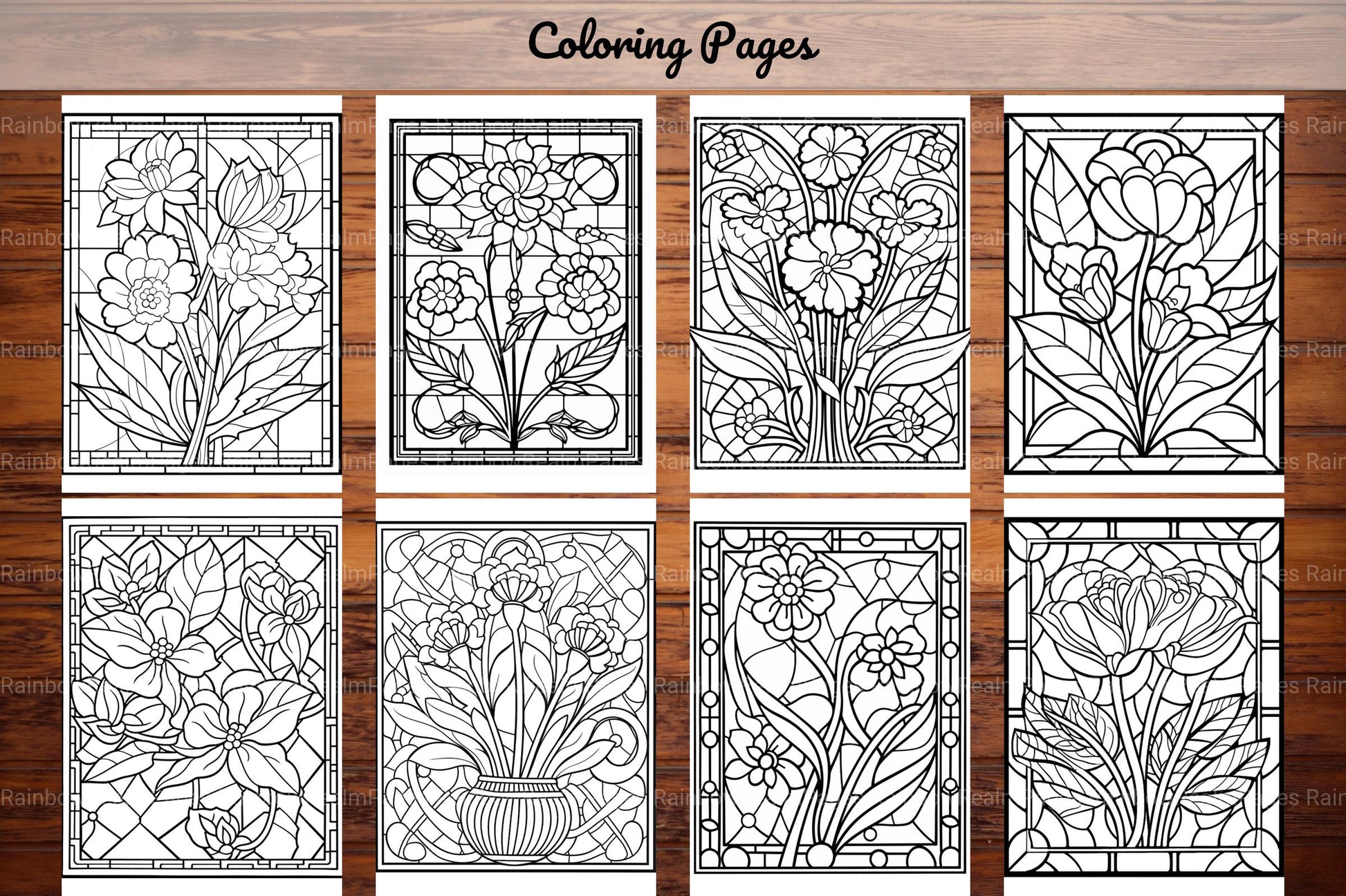 180 Stained Glass Flower Coloring Book - CraftNest - Digital Crafting and Art