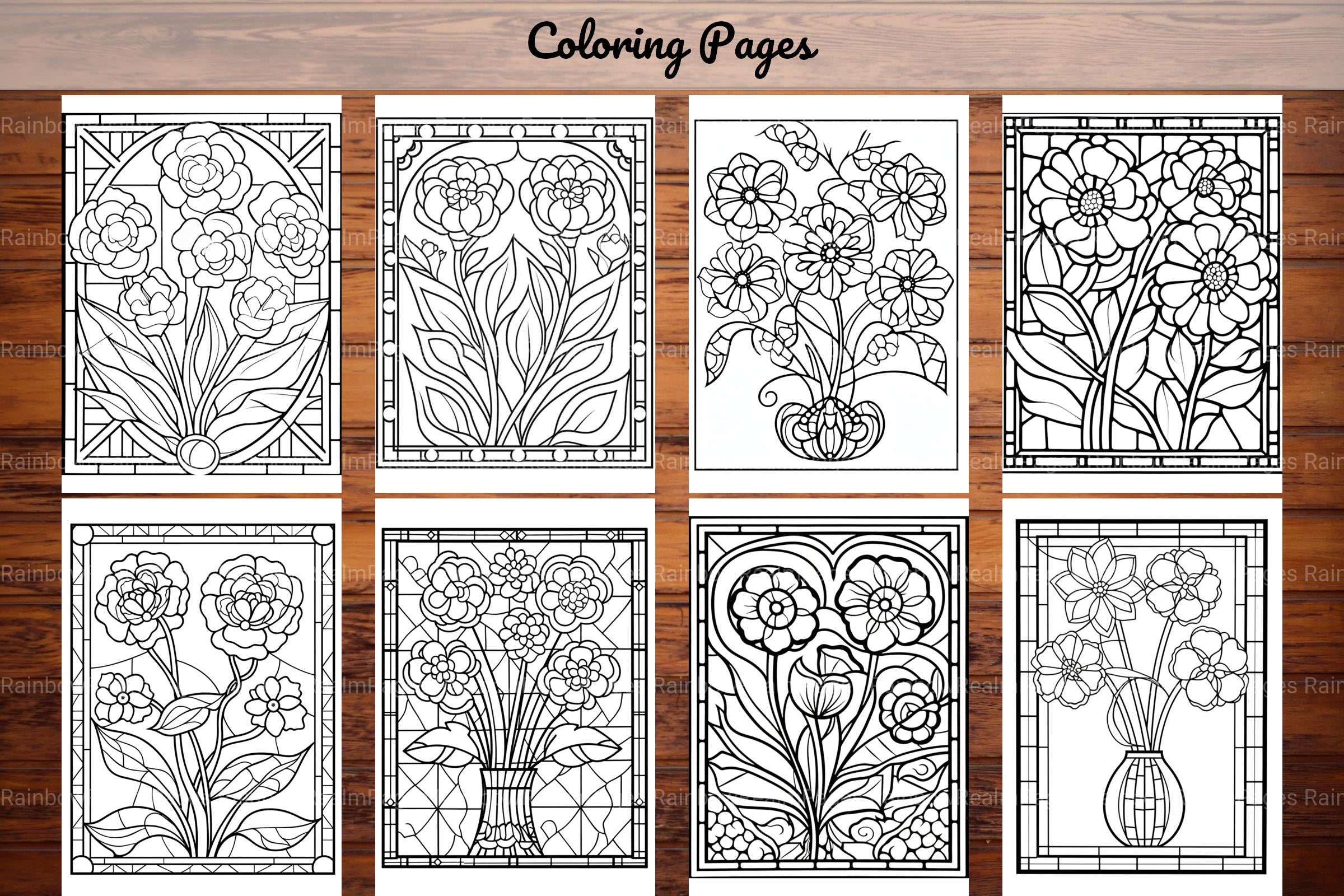 180 Stained Glass Flower Coloring Book - CraftNest - Digital Crafting and Art