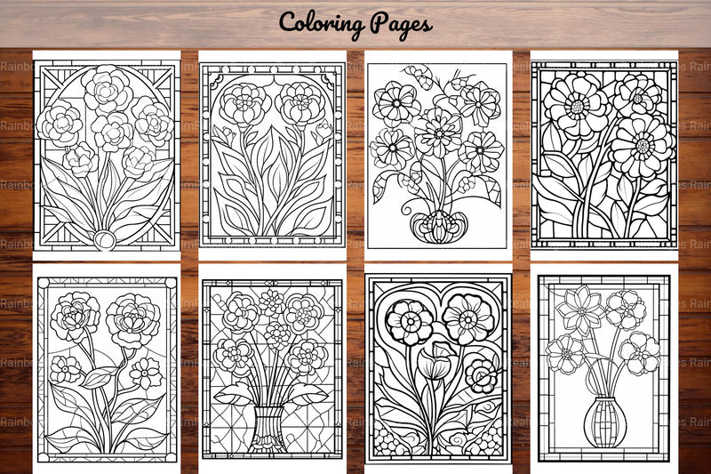 180 Stained Glass Flower Coloring Book - CraftNest - Digital Crafting and Art