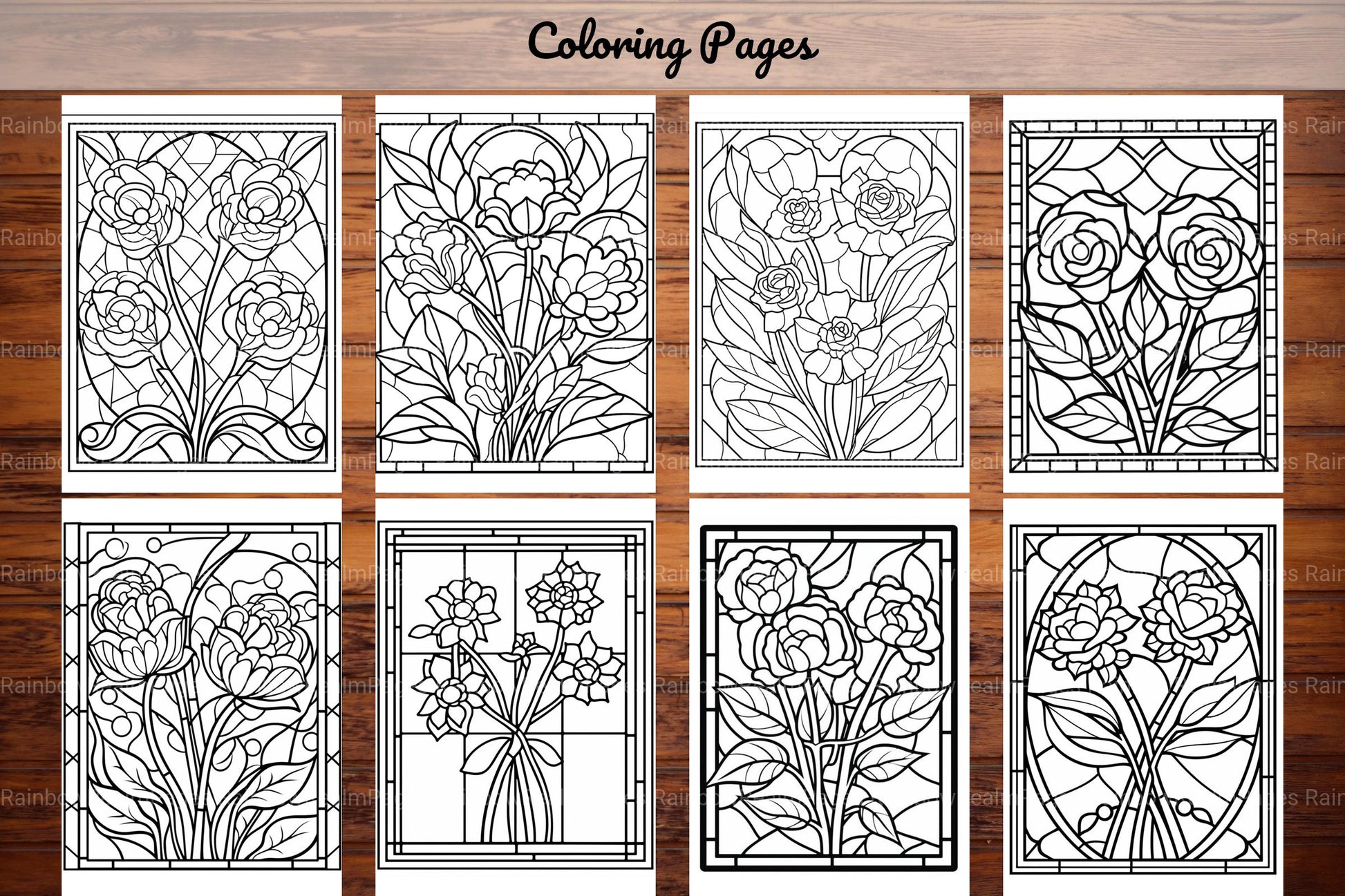 180 Stained Glass Flower Coloring Book - CraftNest - Digital Crafting and Art
