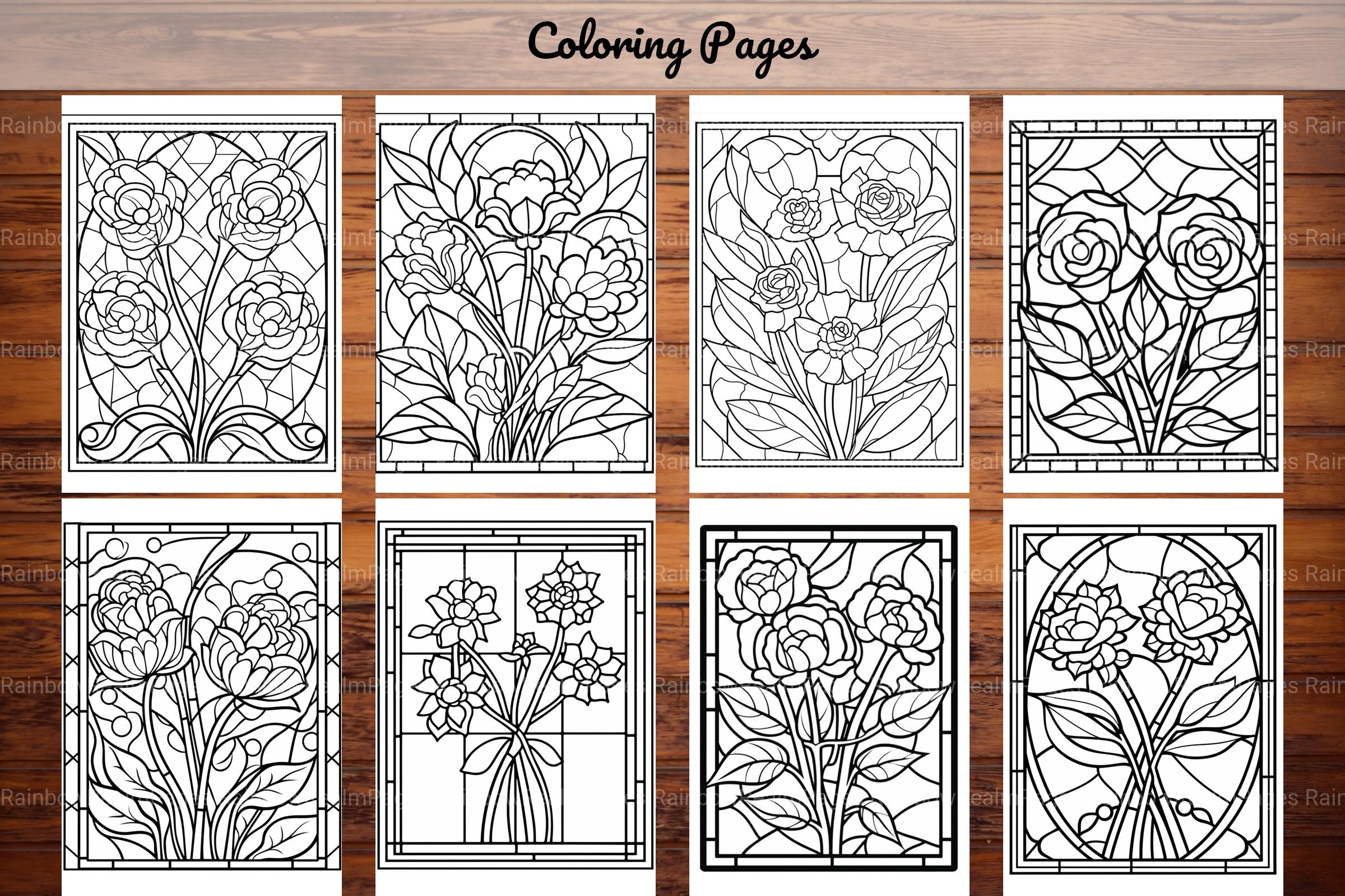 180 Stained Glass Flower Coloring Book - CraftNest - Digital Crafting and Art