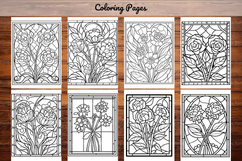 180 Stained Glass Flower Coloring Book - CraftNest - Digital Crafting and Art