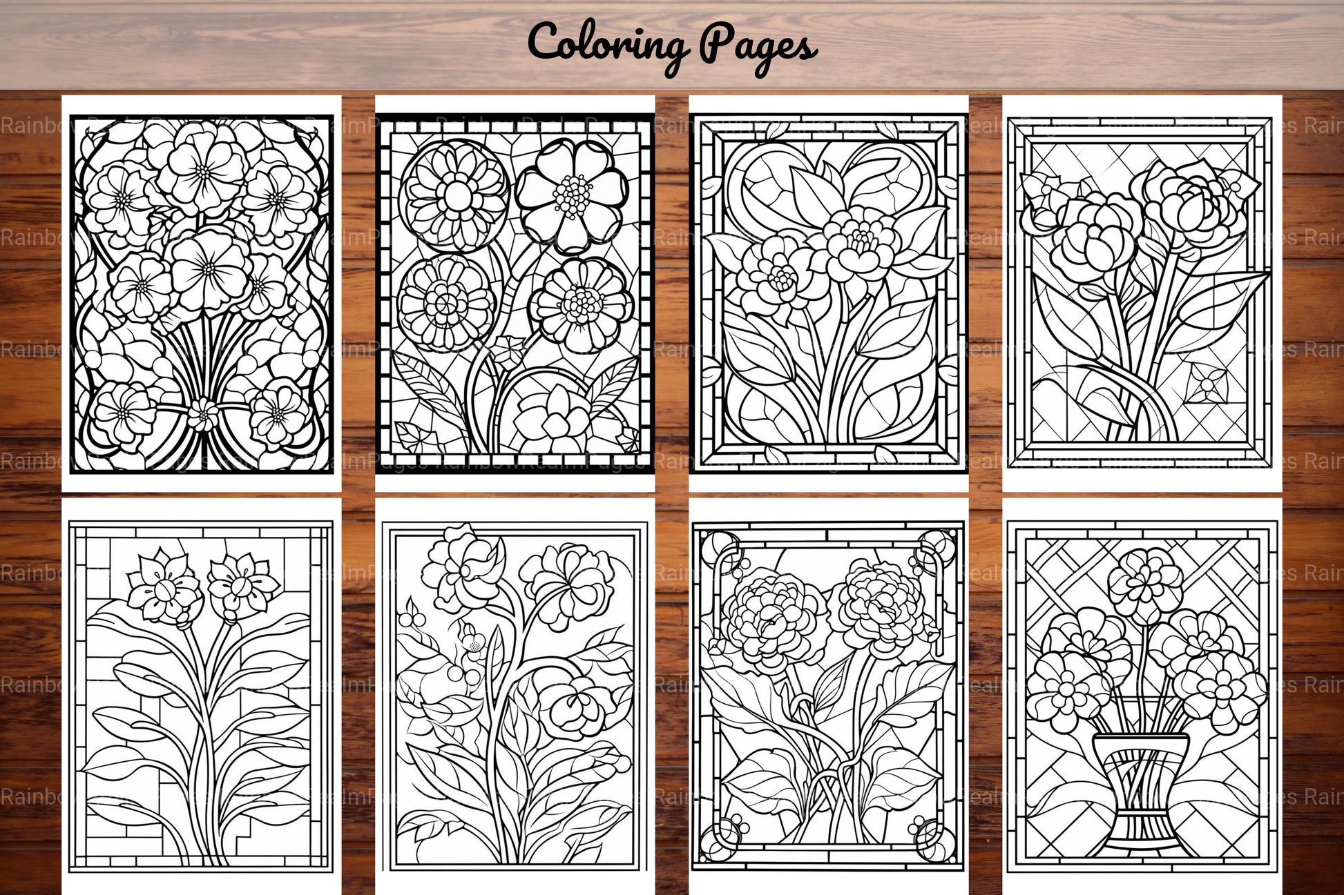 180 Stained Glass Flower Coloring Book - CraftNest - Digital Crafting and Art