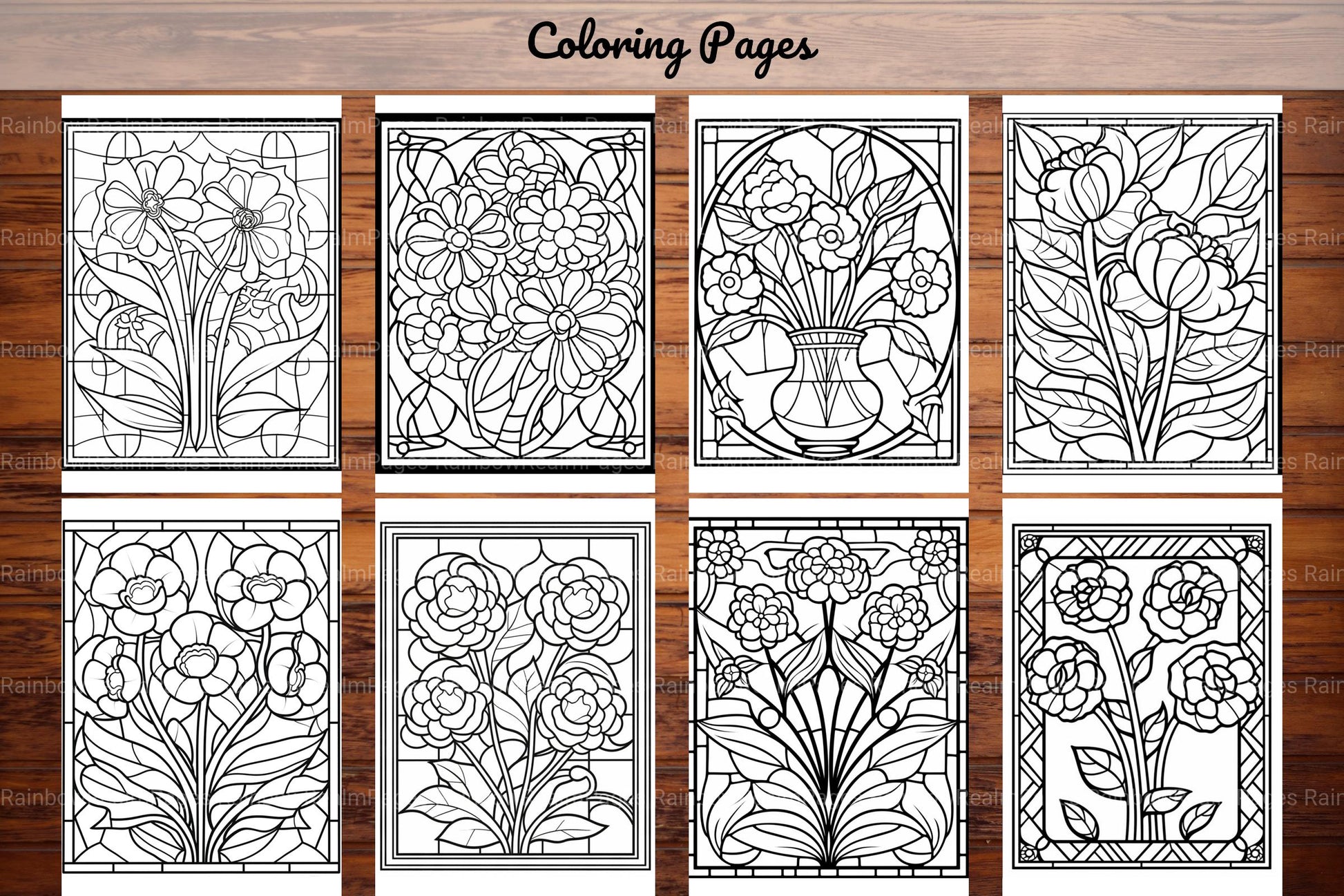 180 Stained Glass Flower Coloring Book - CraftNest - Digital Crafting and Art
