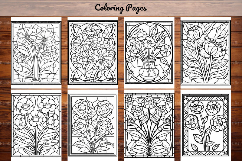180 Stained Glass Flower Coloring Book - CraftNest - Digital Crafting and Art