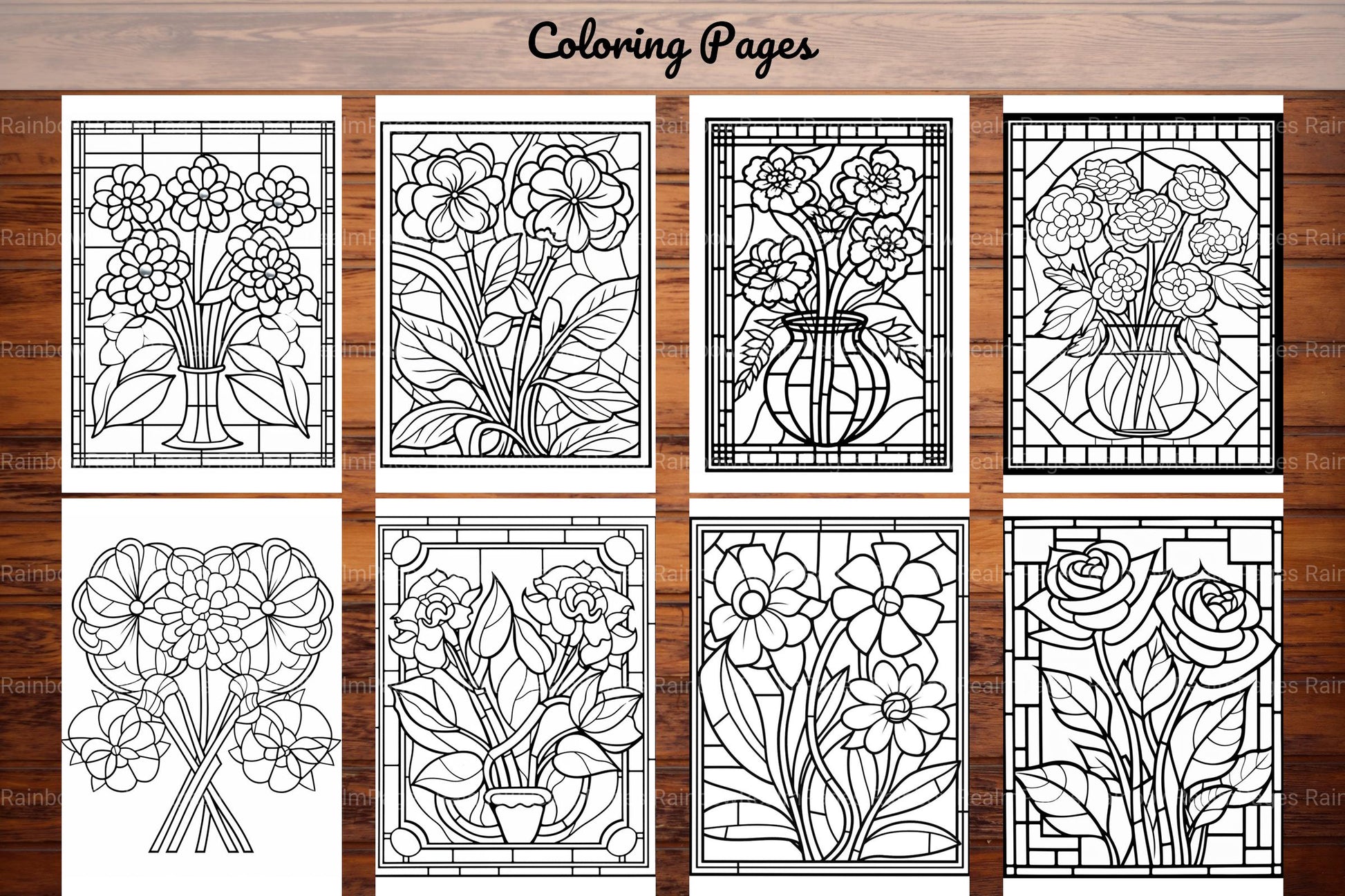 180 Stained Glass Flower Coloring Book - CraftNest - Digital Crafting and Art
