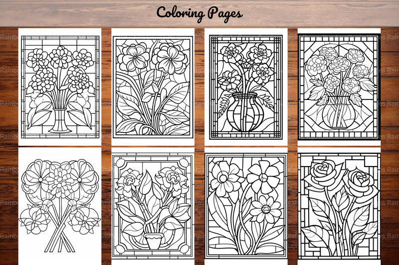 180 Stained Glass Flower Coloring Book - CraftNest - Digital Crafting and Art