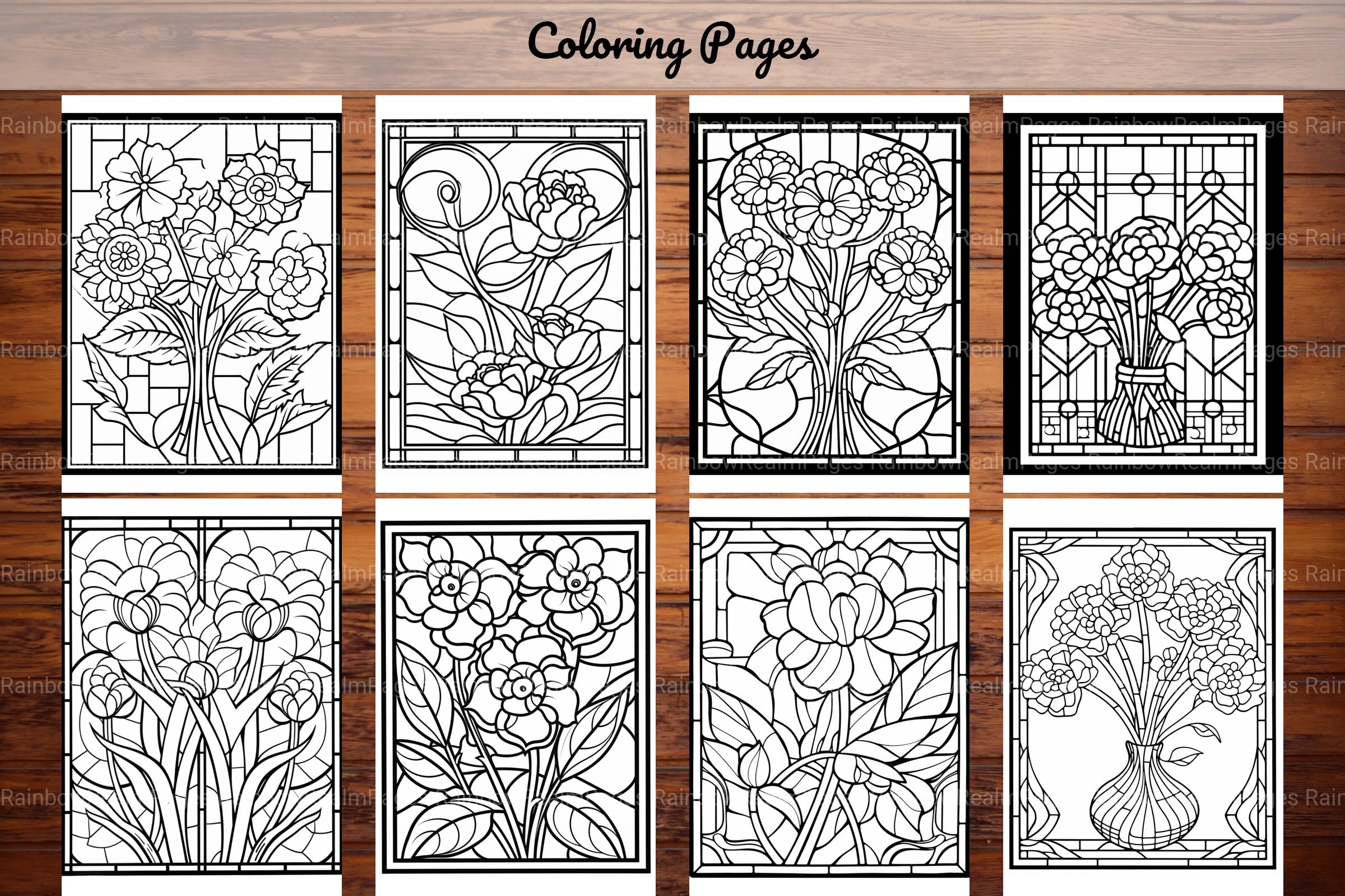 180 Stained Glass Flower Coloring Book - CraftNest - Digital Crafting and Art
