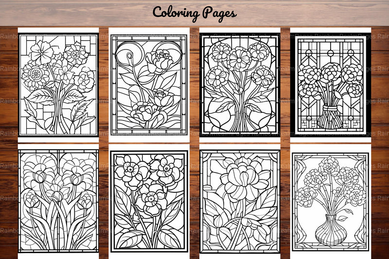 180 Stained Glass Flower Coloring Book - CraftNest - Digital Crafting and Art