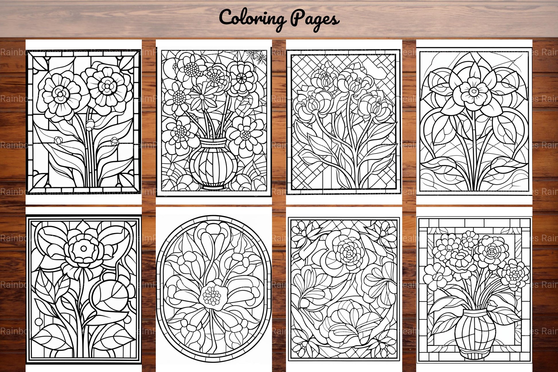 180 Stained Glass Flower Coloring Book - CraftNest - Digital Crafting and Art