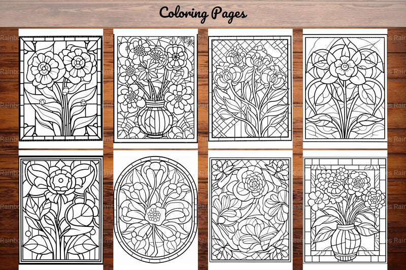 180 Stained Glass Flower Coloring Book - CraftNest - Digital Crafting and Art