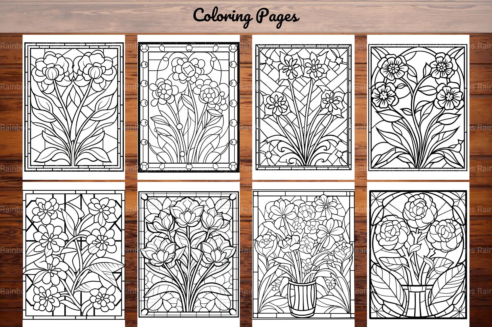180 Stained Glass Flower Coloring Book - CraftNest - Digital Crafting and Art