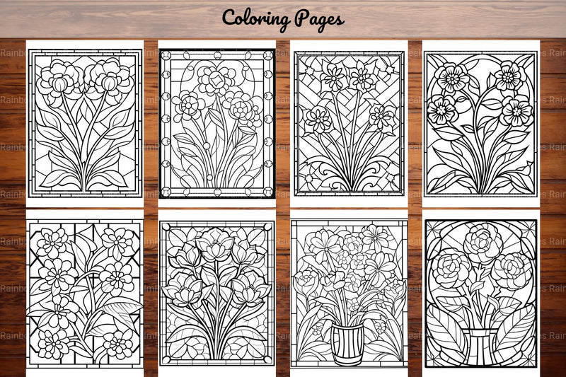 180 Stained Glass Flower Coloring Book - CraftNest - Digital Crafting and Art
