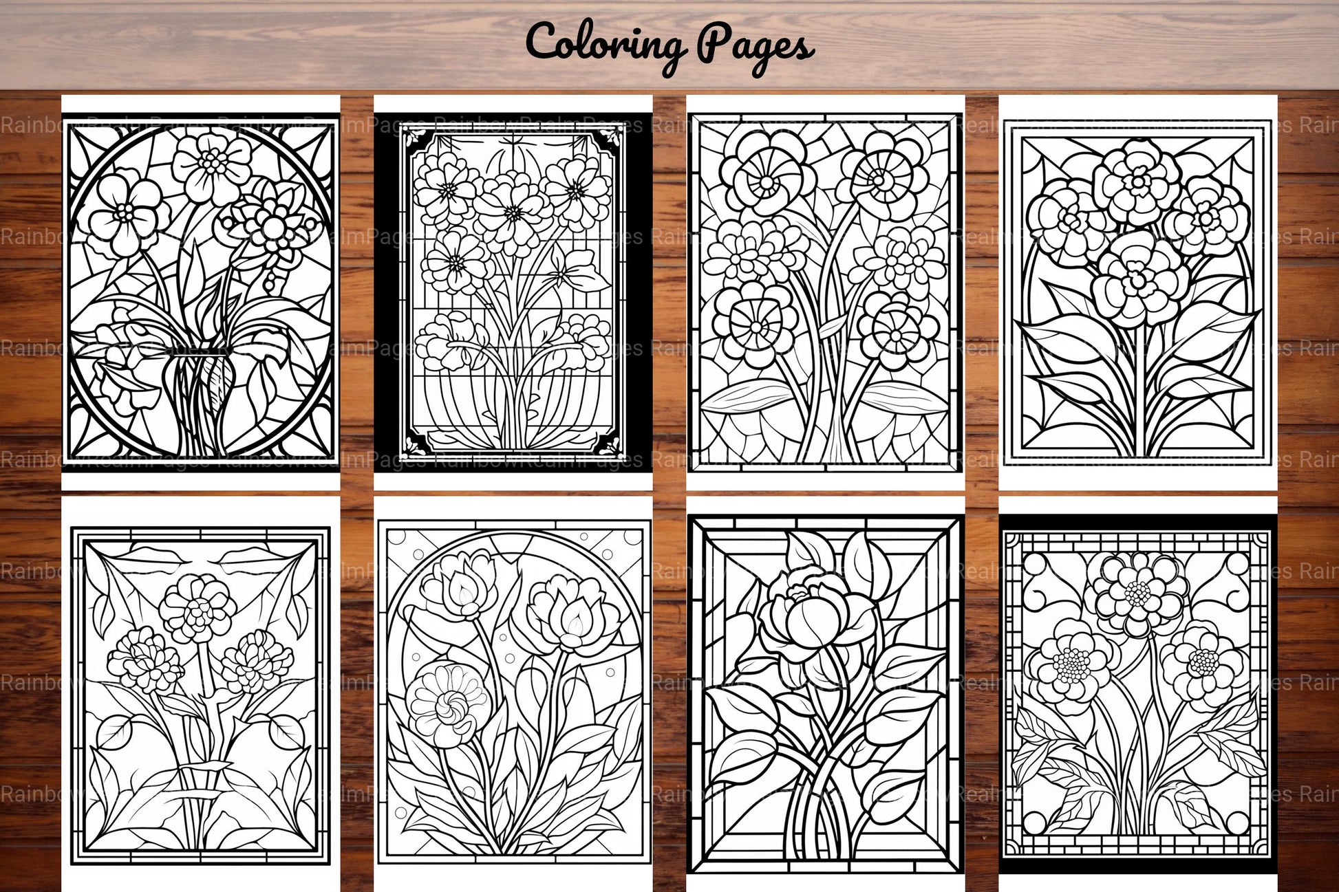 180 Stained Glass Flower Coloring Book - CraftNest - Digital Crafting and Art
