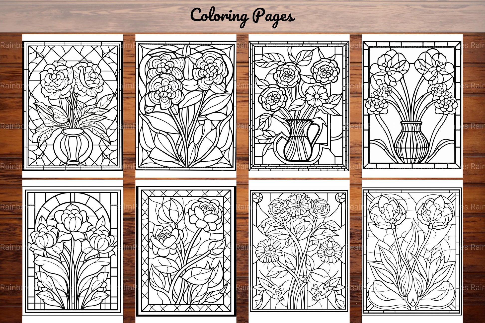 180 Stained Glass Flower Coloring Book - CraftNest - Digital Crafting and Art