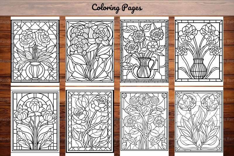 180 Stained Glass Flower Coloring Book - CraftNest - Digital Crafting and Art