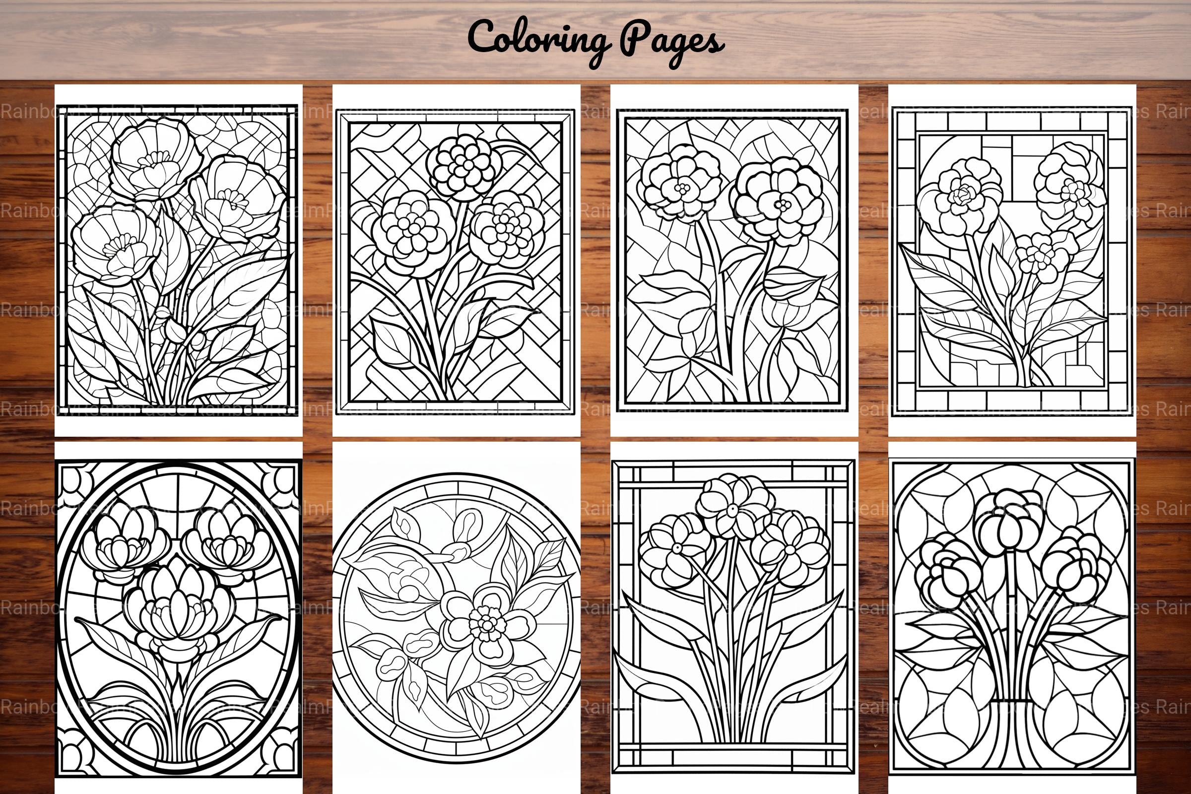 180 Stained Glass Flower Coloring Book - CraftNest - Digital Crafting and Art
