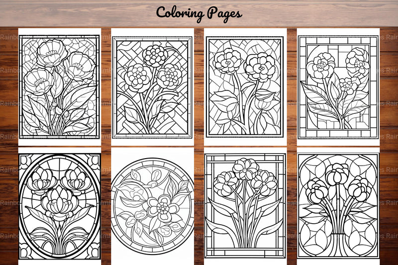180 Stained Glass Flower Coloring Book - CraftNest - Digital Crafting and Art