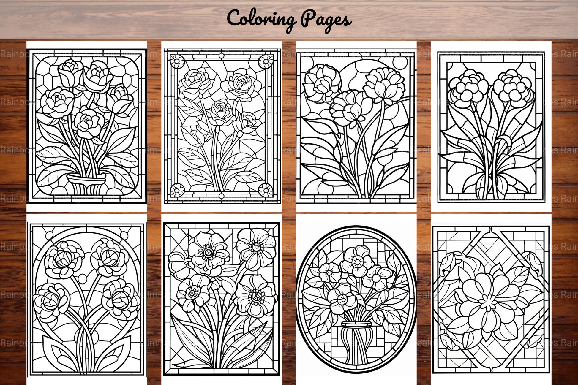 180 Stained Glass Flower Coloring Book - CraftNest - Digital Crafting and Art