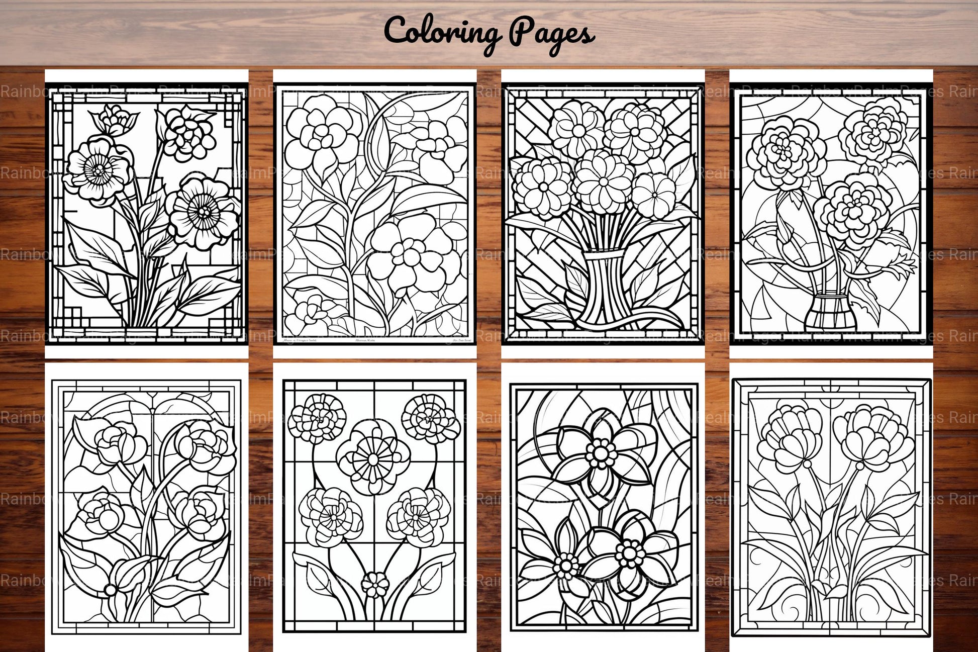180 Stained Glass Flower Coloring Book - CraftNest - Digital Crafting and Art