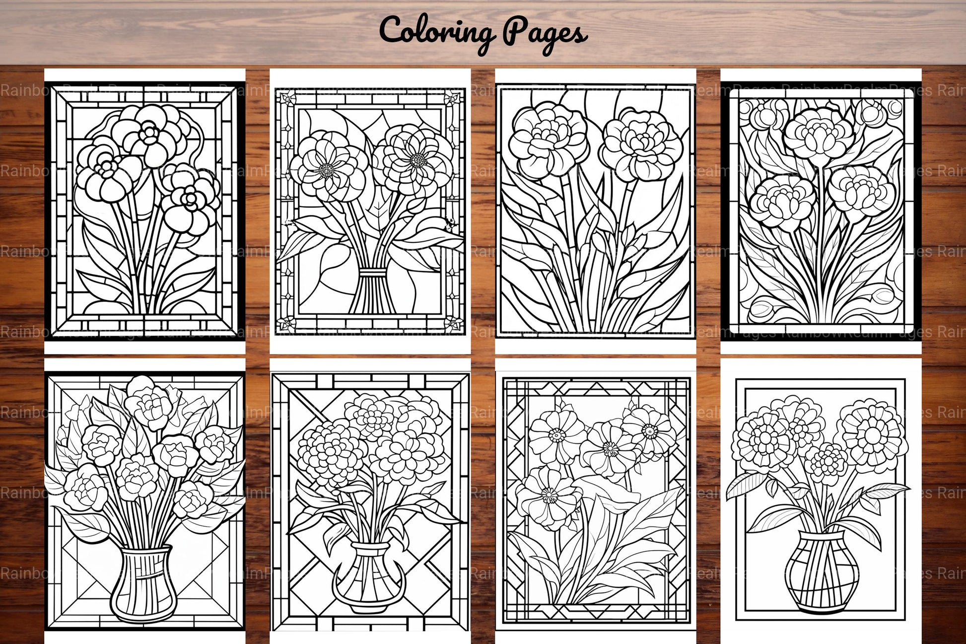 180 Stained Glass Flower Coloring Book - CraftNest - Digital Crafting and Art