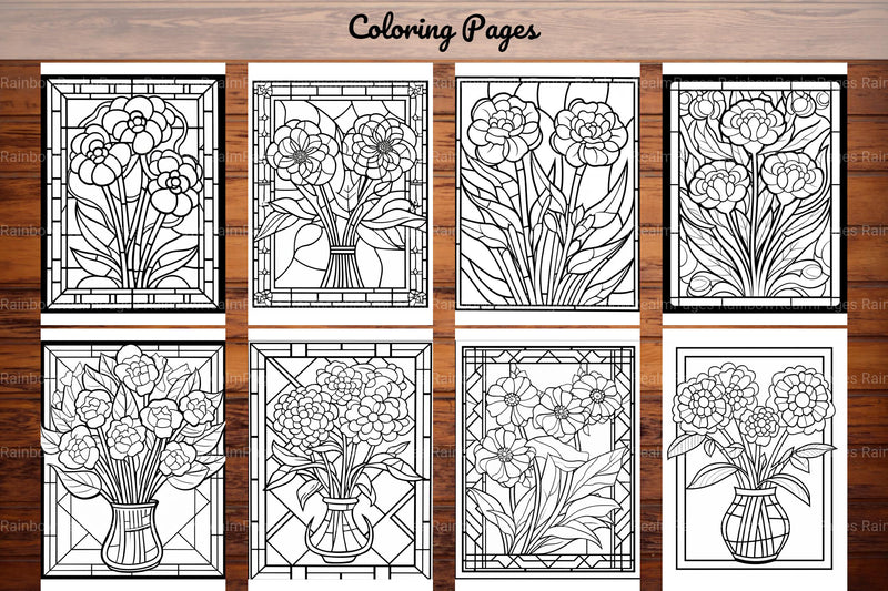 180 Stained Glass Flower Coloring Book - CraftNest - Digital Crafting and Art