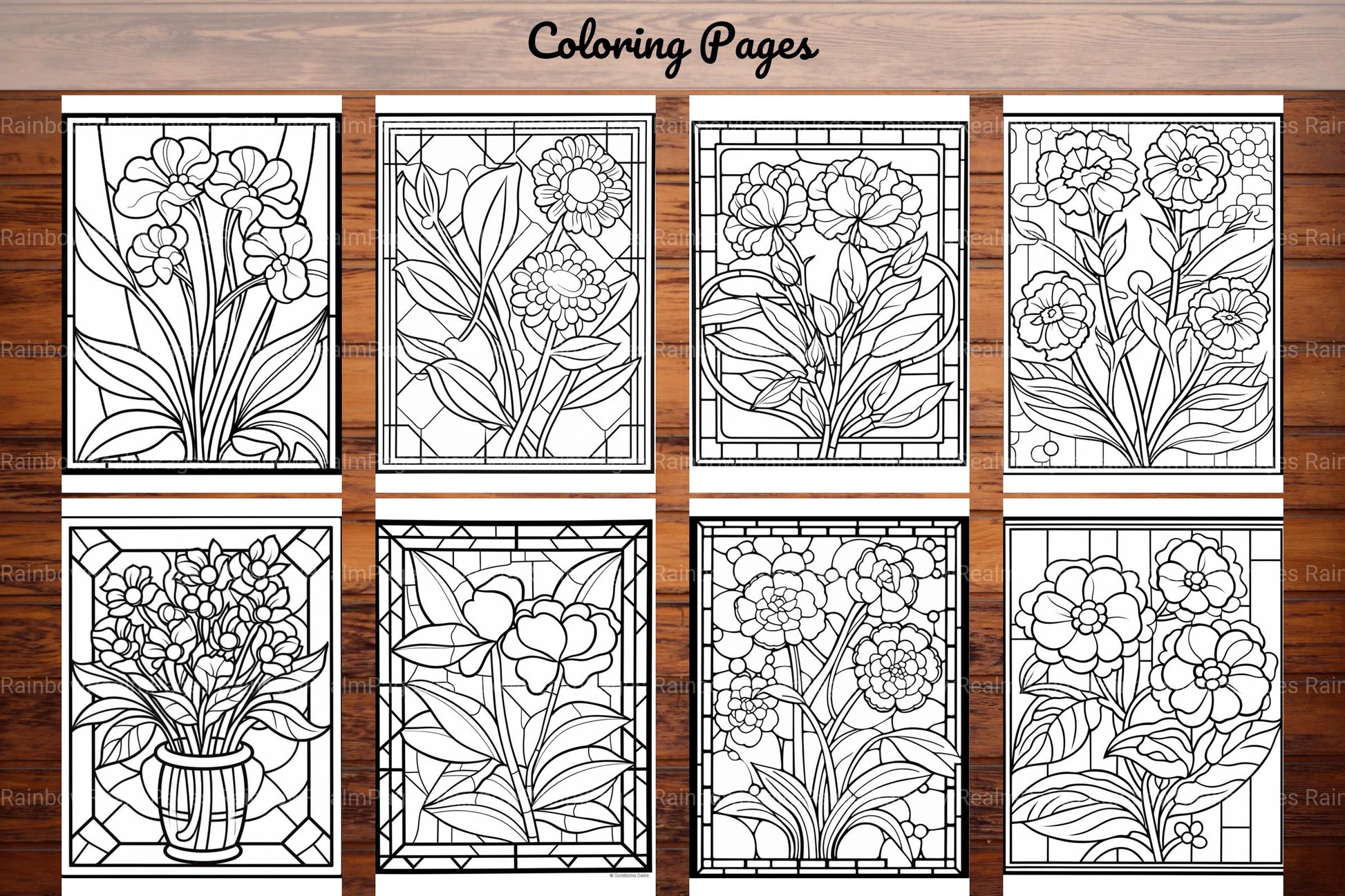 180 Stained Glass Flower Coloring Book - CraftNest - Digital Crafting and Art
