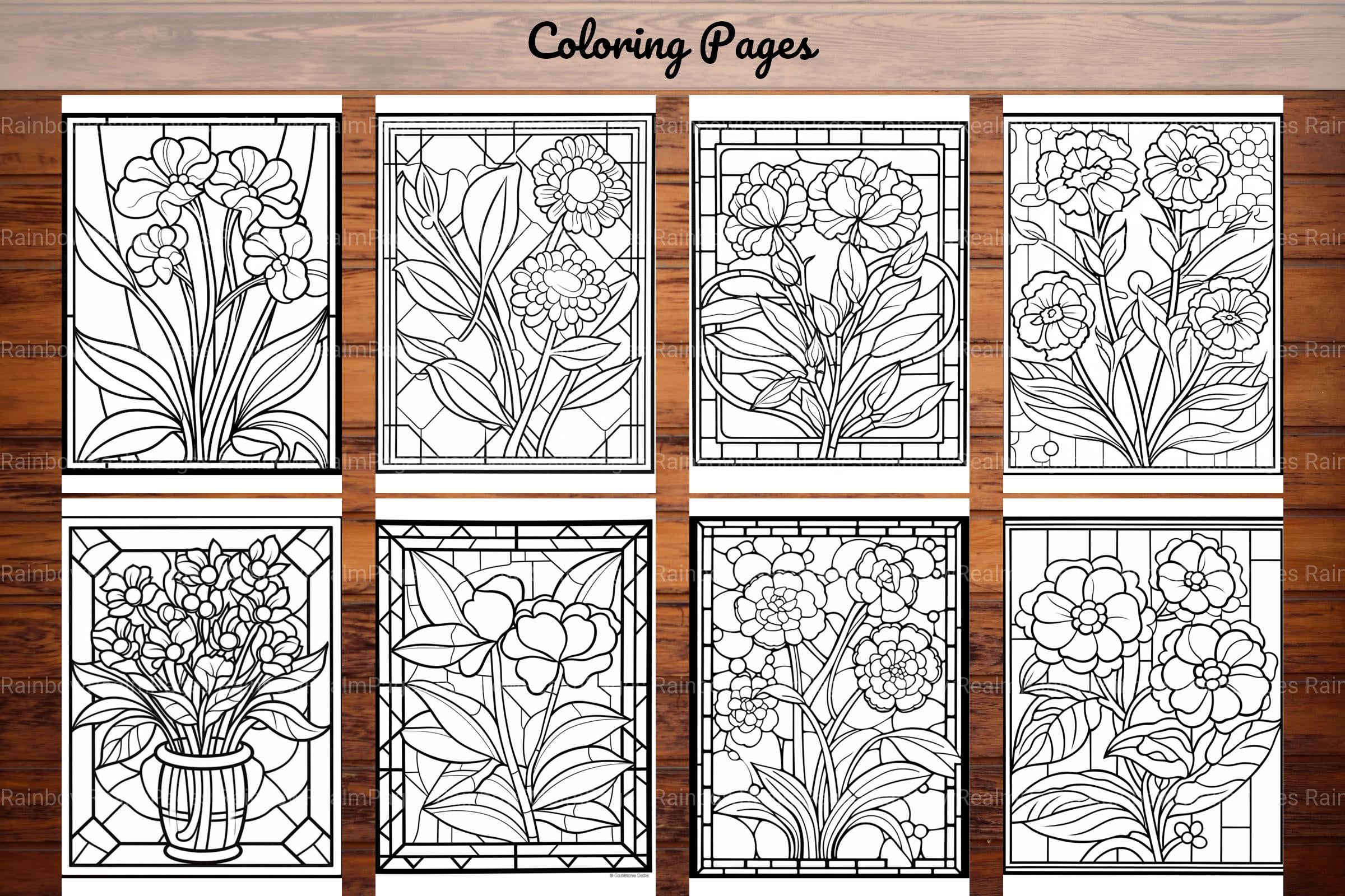 180 Stained Glass Flower Coloring Book - CraftNest - Digital Crafting and Art