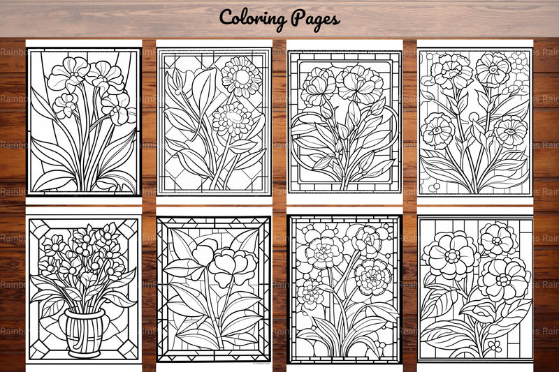 180 Stained Glass Flower Coloring Book - CraftNest - Digital Crafting and Art