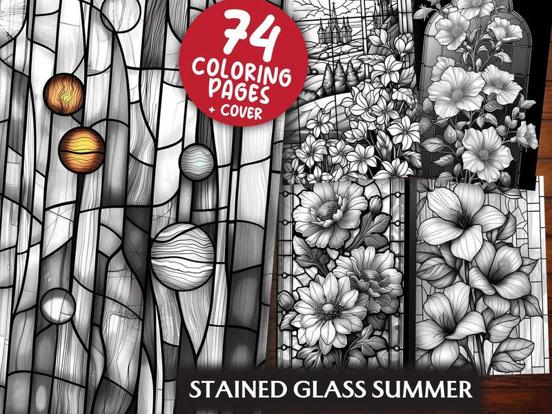 Stained Glass Summer Coloring Books - CraftNest - Digital Crafting and Art