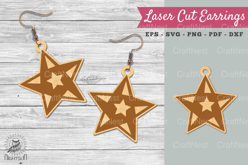 Star Laser Cut Earrings SVG Bundle - CraftNest - Digital Crafting and Art