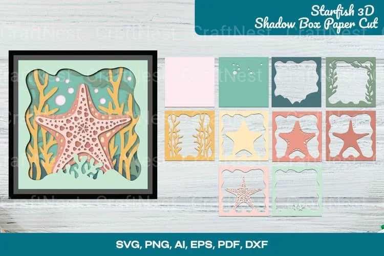 Starfish 3D Shadow Box Cut SVG Bundle - Clipart Bundle - CraftNest - Digital Crafting and Art