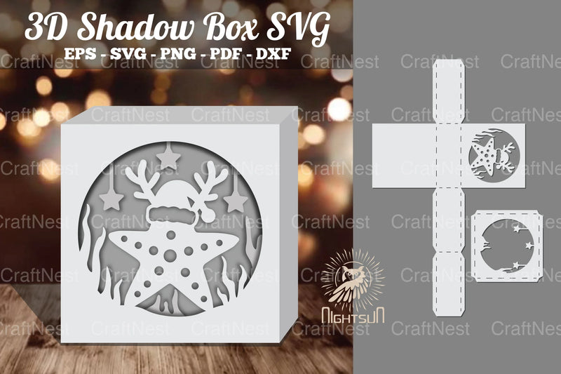 Starfish Papercut Shadow Box Design - CraftNest - Digital Crafting and Art