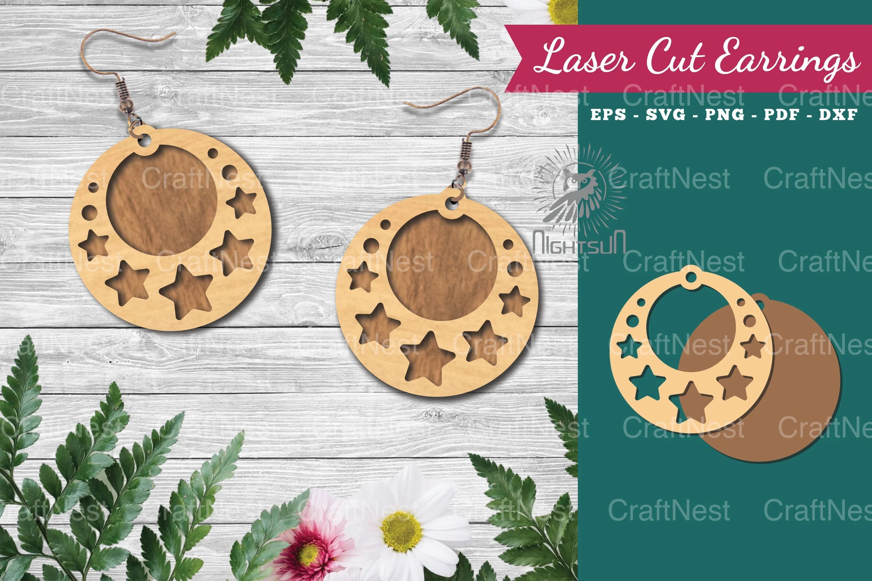 Laser Cut Star Earrings - Jewelry Design - CraftNest - Digital Crafting and Art