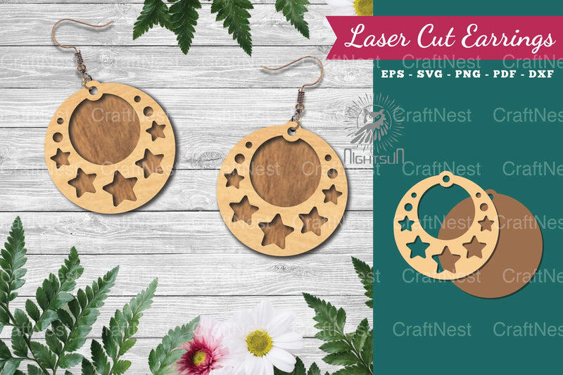 Laser Cut Star Earrings - Jewelry Design - CraftNest - Digital Crafting and Art