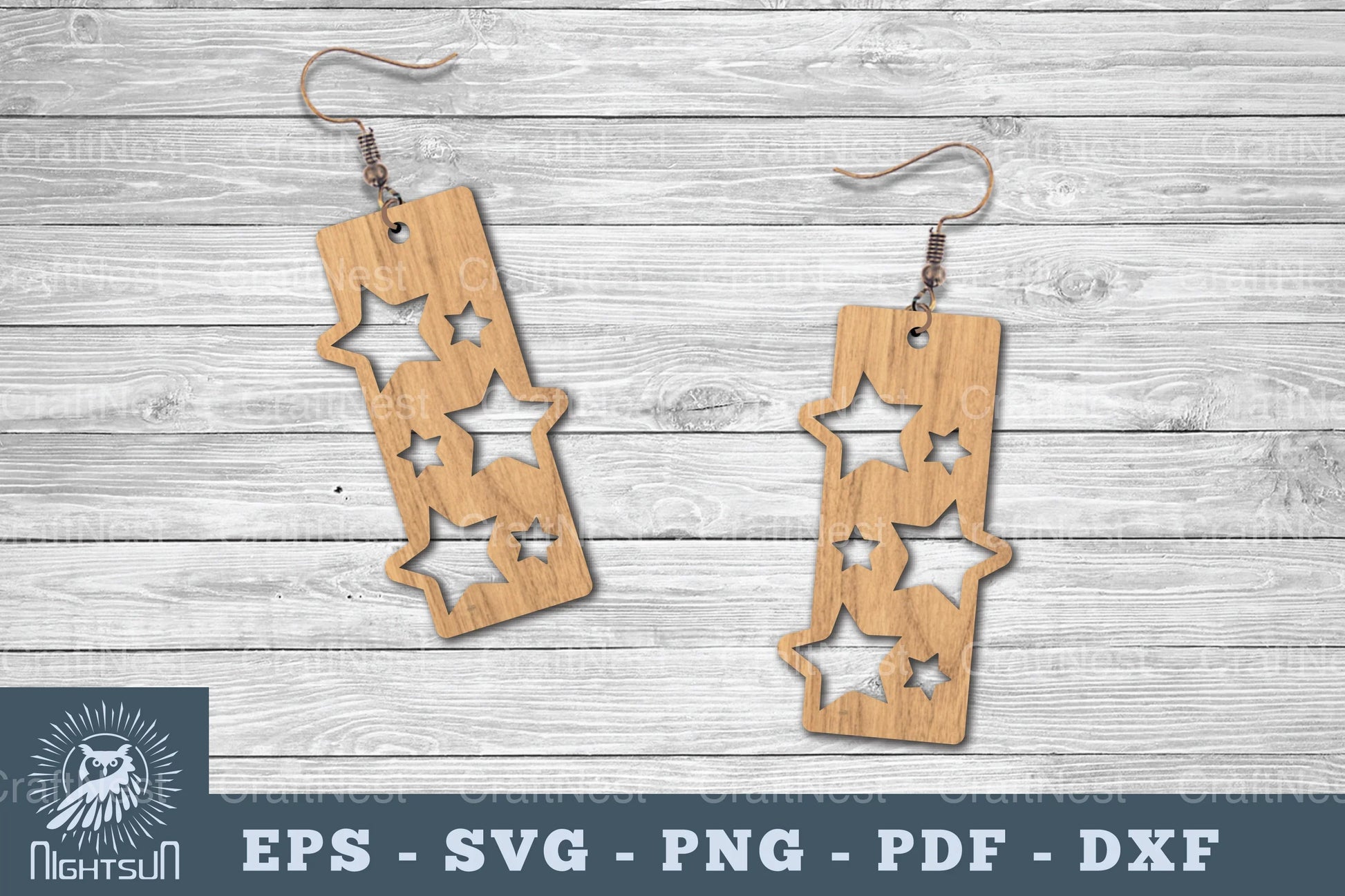 Laser Cut Star Earrings Design Bundle - CraftNest - Digital Crafting and Art