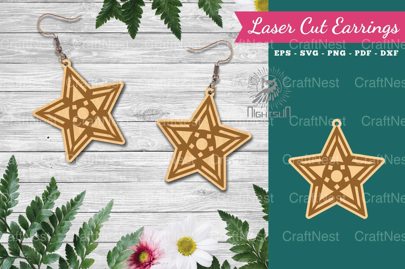 Laser Cut Stars Earrings SVG Bundle - CraftNest - Digital Crafting and Art