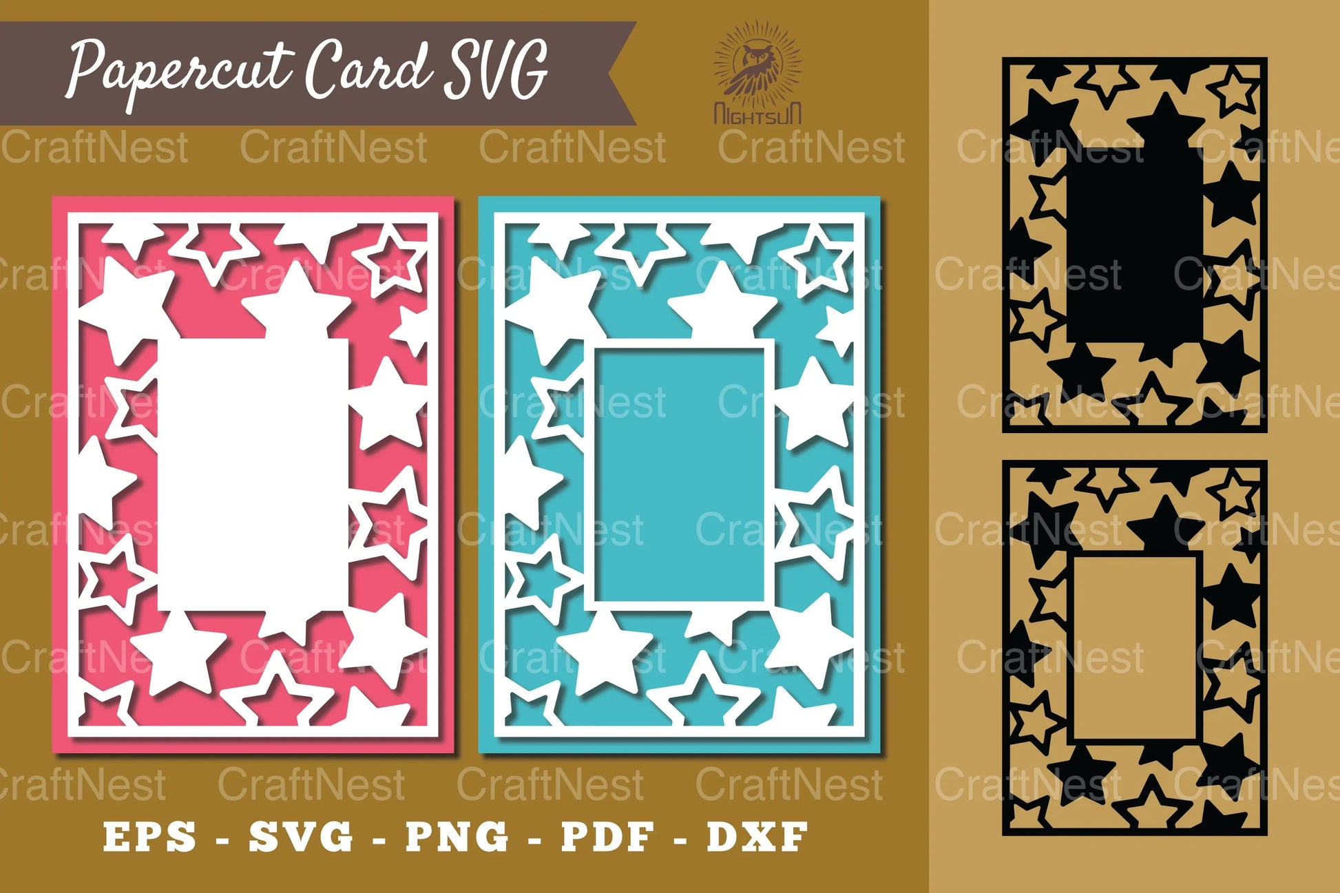 Stars Papercut Card SVG Bundle - CraftNest - Digital Crafting and Art
