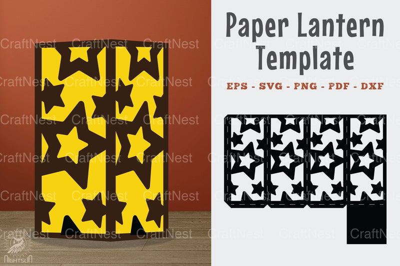 Papercut Lantern Template SVG - Stars Design Clipart Bundle - CraftNest - Digital Crafting and Art