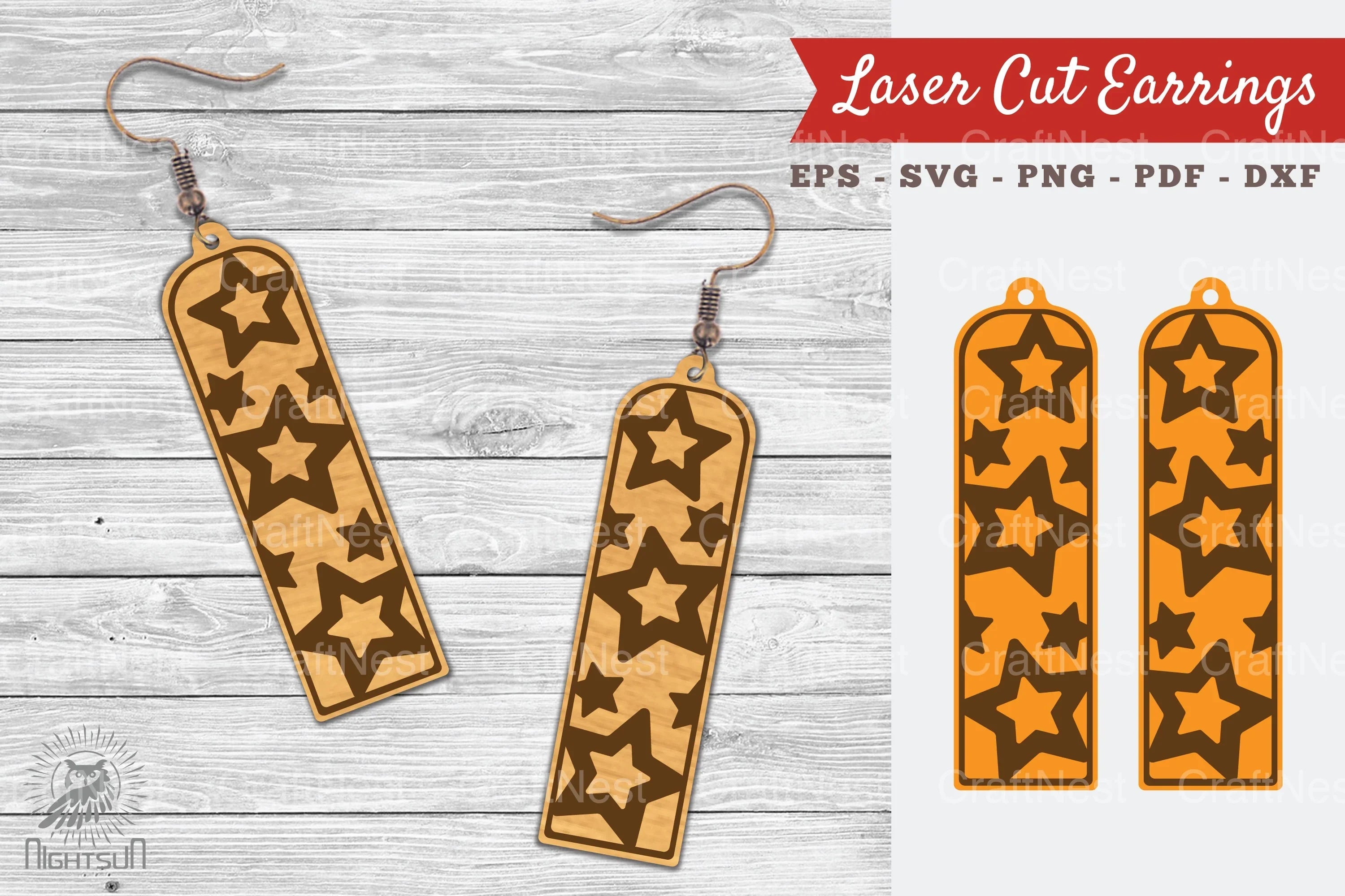 Stars Pattern Laser Cut Earrings Design Bundle - CraftNest - Digital Crafting and Art