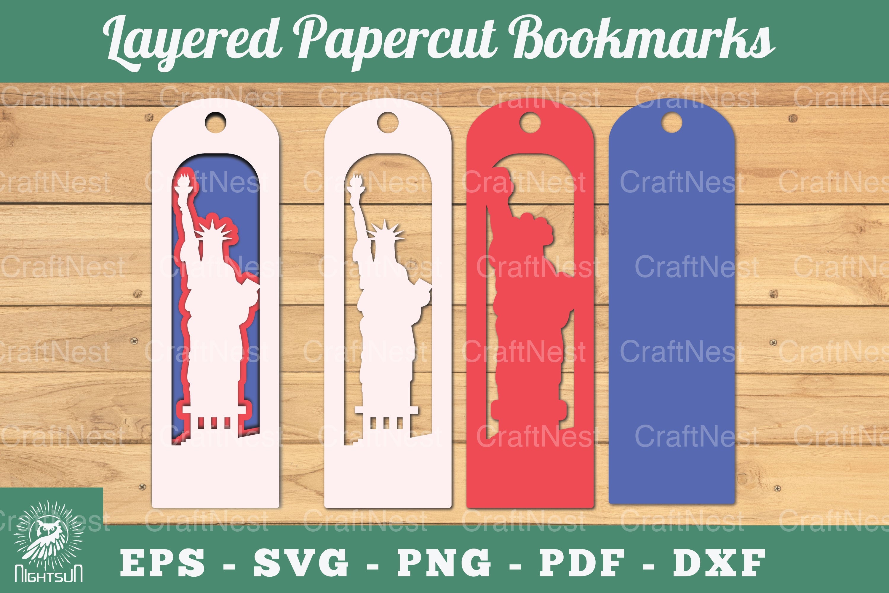 Statue of Liberty Layered Papercut Bookmarks Clipart Bundle - CraftNest - Digital Crafting and Art