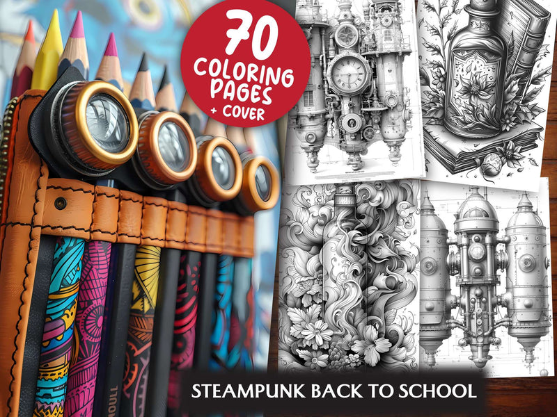 Steampunk Back To School Coloring Books - CraftNest - Digital Crafting and Art