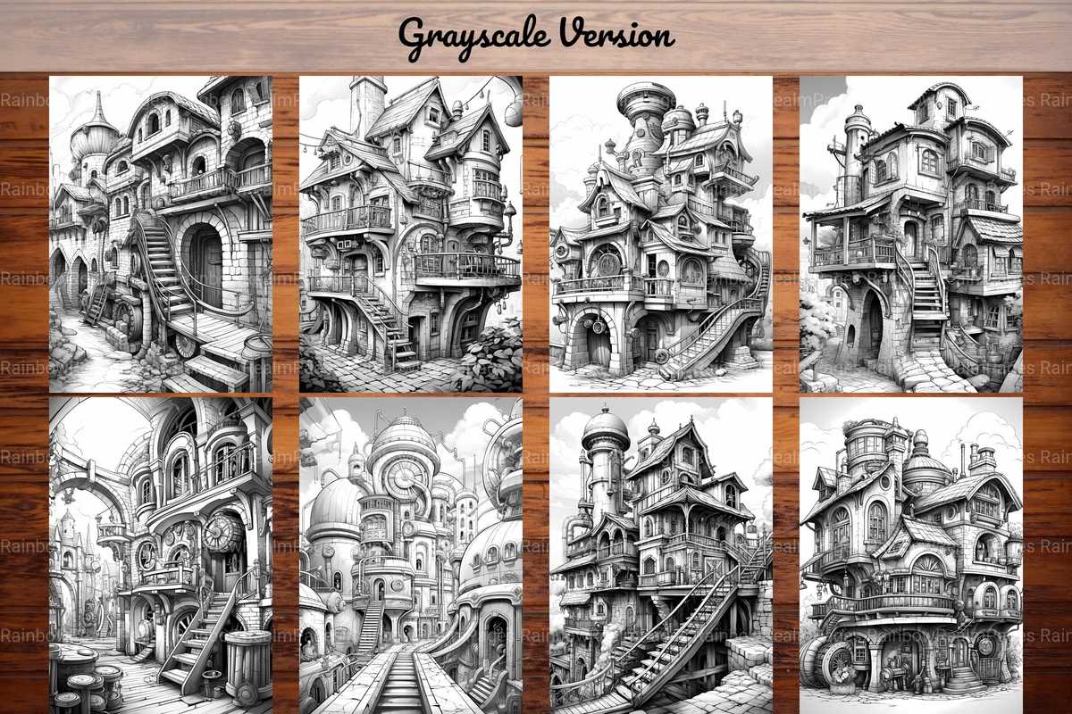 Steampunk Buildings Coloring Books - CraftNest