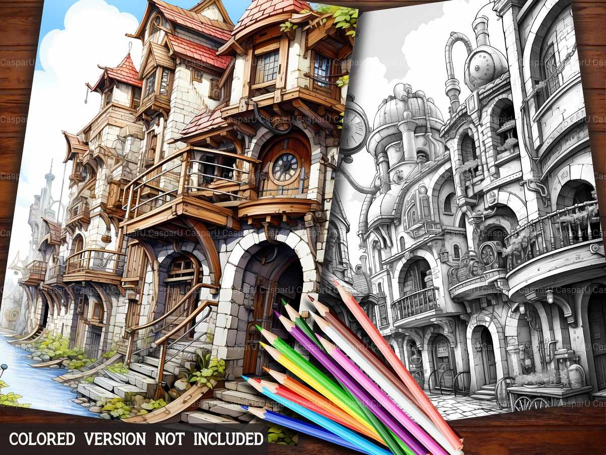 Steampunk Buildings Coloring Books - CraftNest