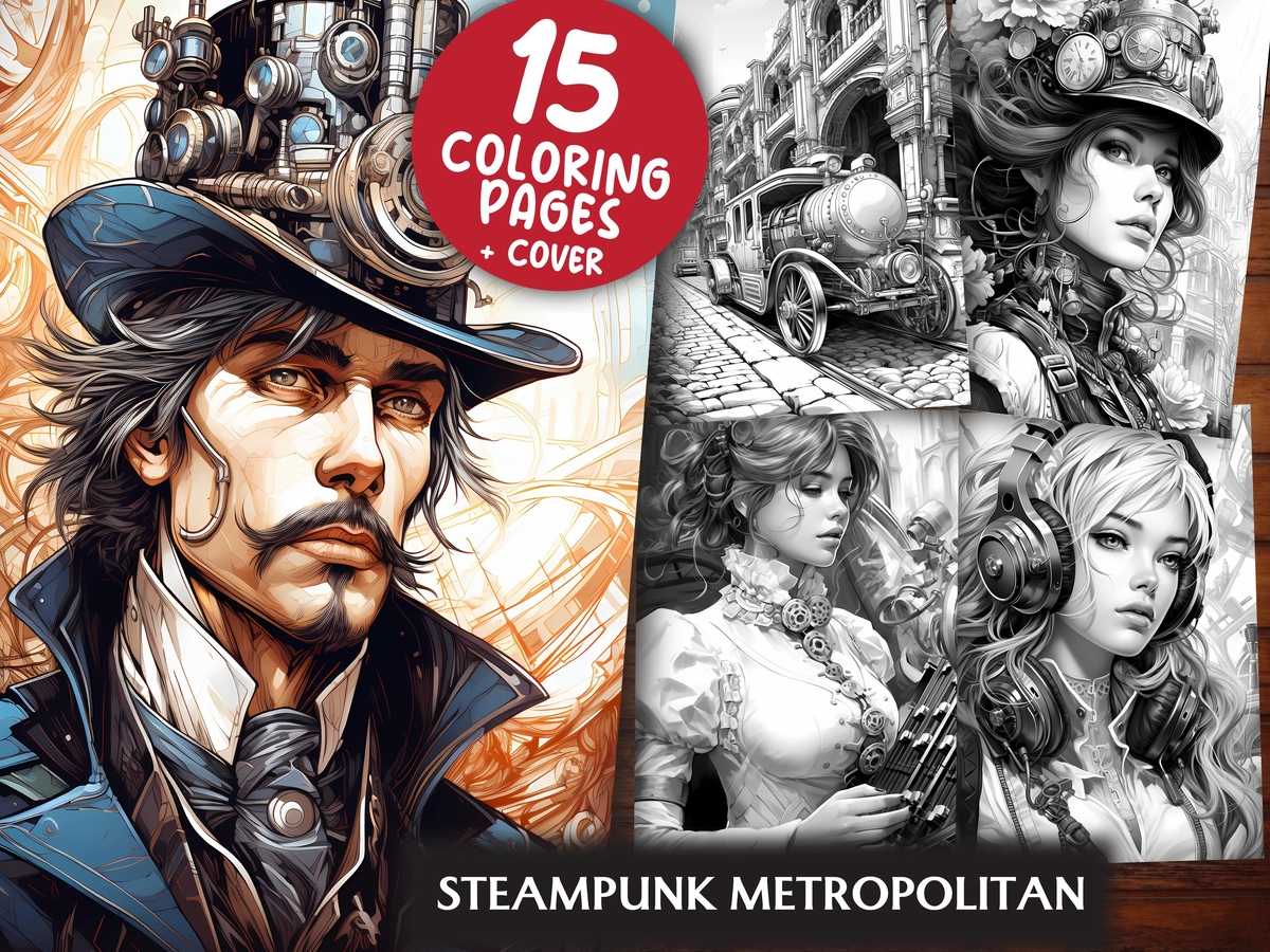 Steampunk Metropolitan Coloring Books - CraftNest