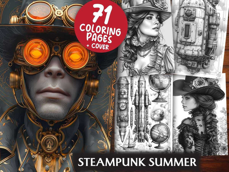 Steampunk Summer Coloring Books - CraftNest - Digital Crafting and Art